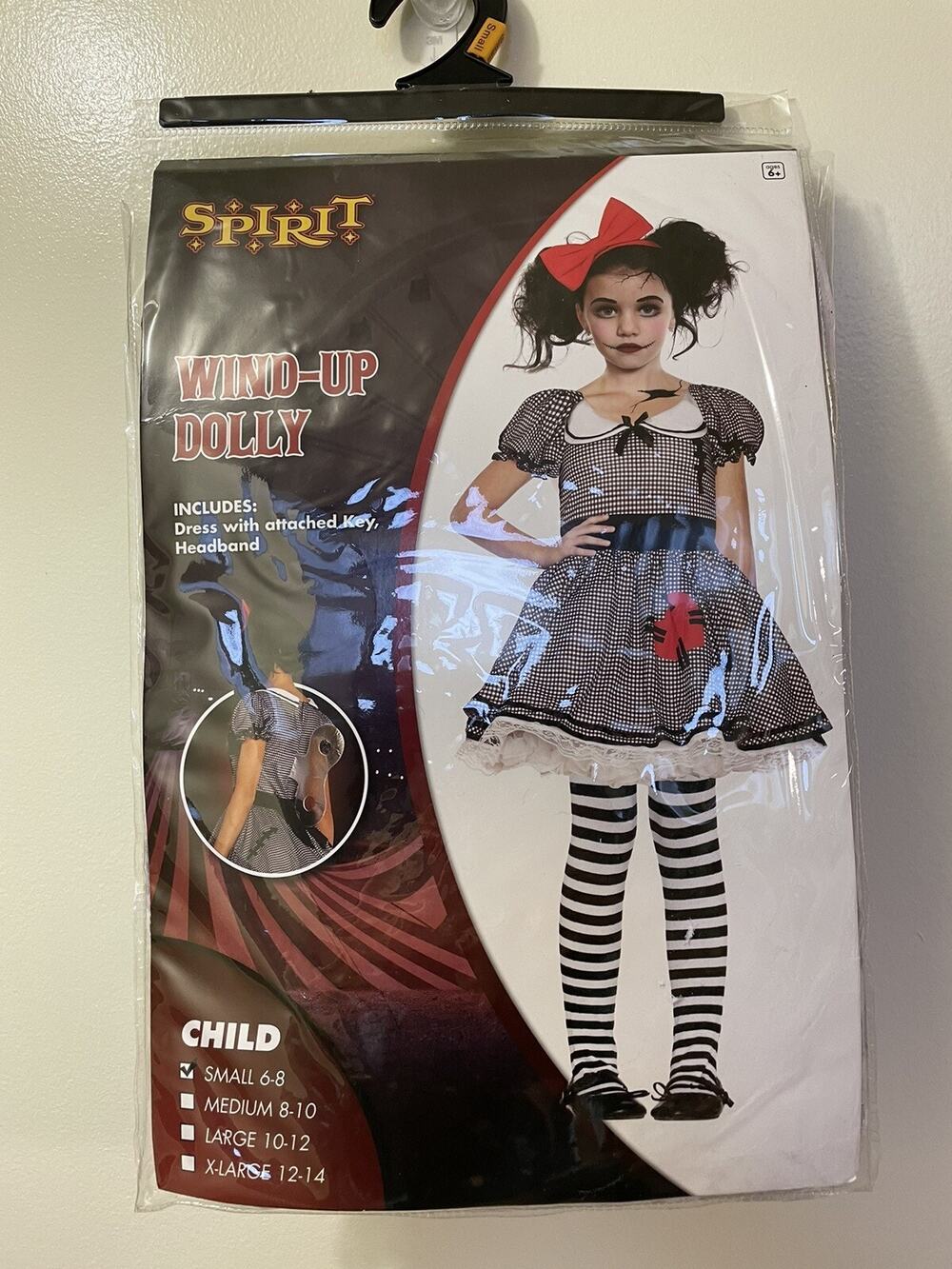 Spirit Halloween Child Wind Up Doll Costume Size 6-8 Dress Up